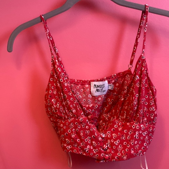Princess Polly Tops - Red floral crop top